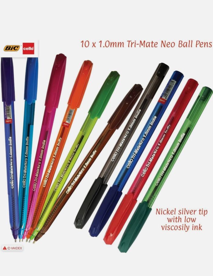 ⁦طقم اقلام جاف Cello Tri-Mate Neo – 10 ألوان متنوعة⁩ - الصورة ⁦3⁩